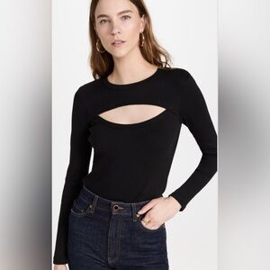 Veronica Beard Curtley Cut Out Ribbed Top